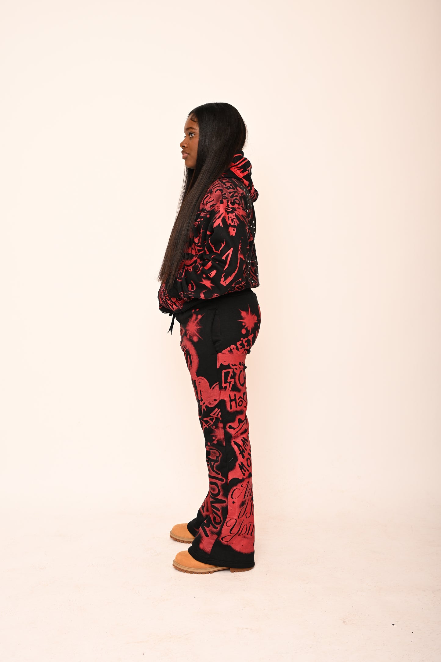 “Amare Monetae Oversize Rhinestone Hoodie & Pants Set”