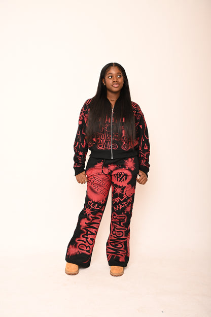 “Amare Monetae Oversize Rhinestone Hoodie & Pants Set”