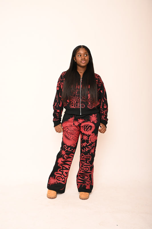 “Amare Monetae Oversize Rhinestone Hoodie & Pants Set”