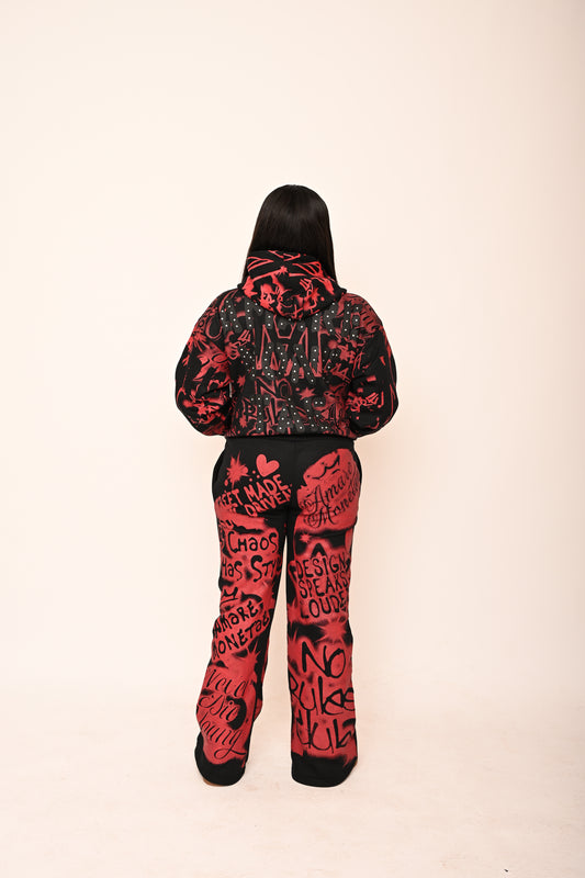 “Amare Monetae Oversize Rhinestone Hoodie & Pants Set”