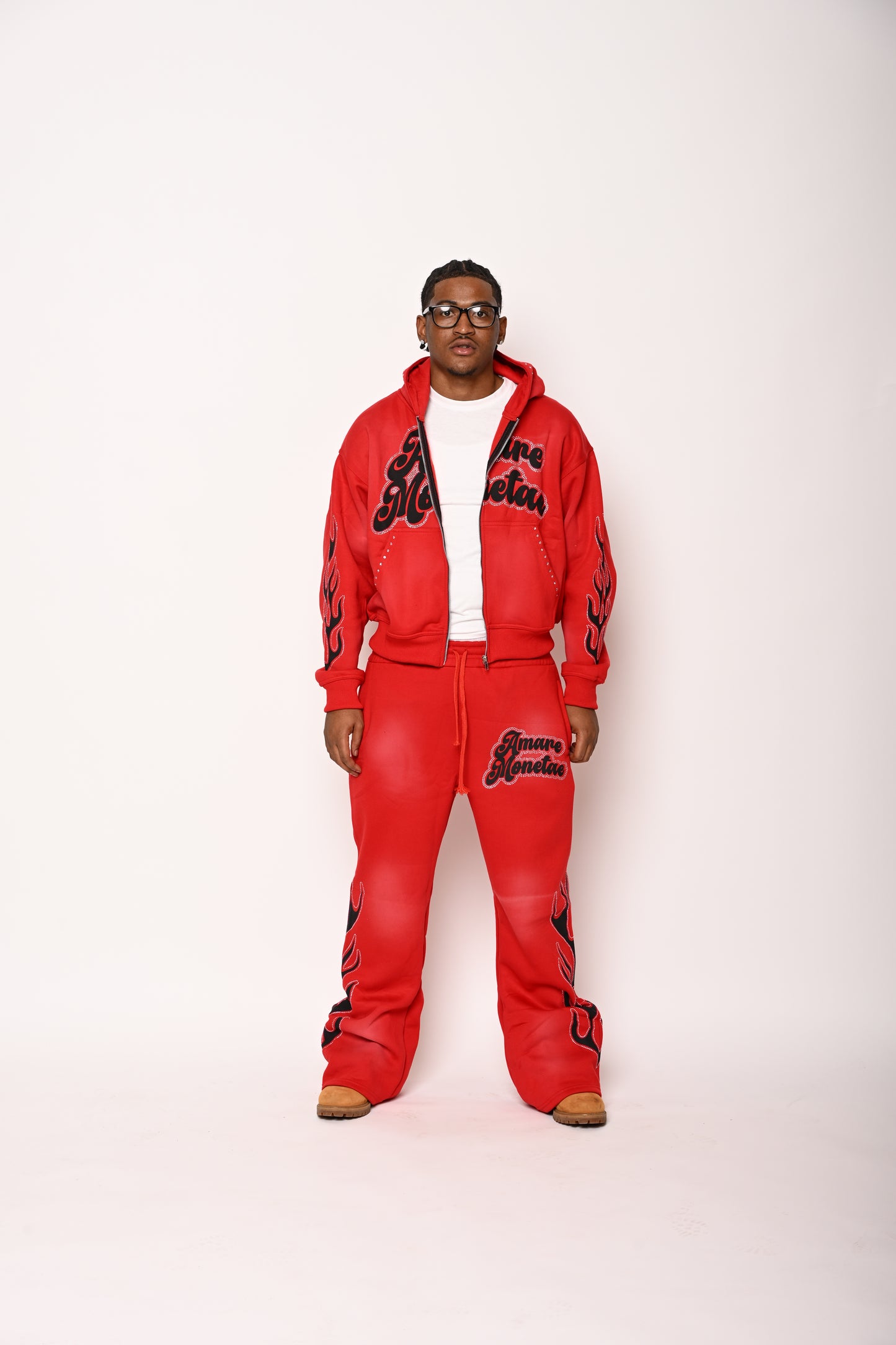 “Amare Monetae Oversize Rhinestone Hoodie & Pants Set”