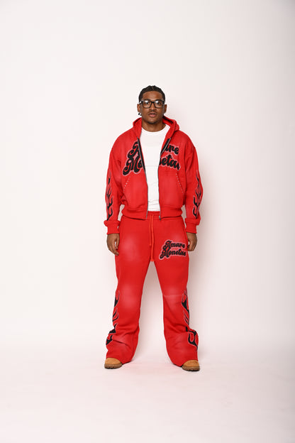 “Amare Monetae Oversize Rhinestone Hoodie & Pants Set”