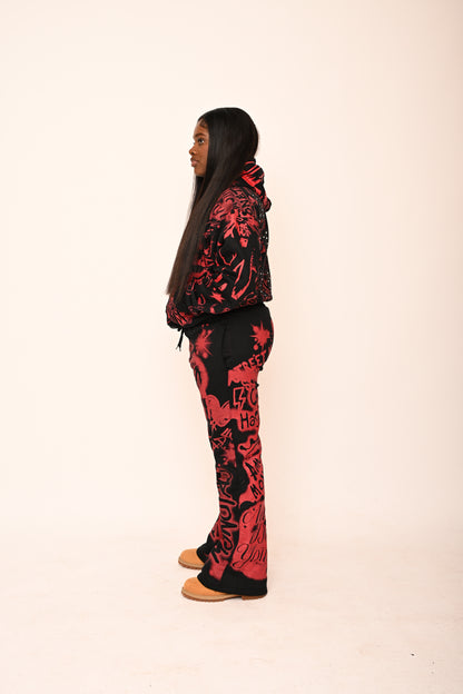 “Amare Monetae Oversize Rhinestone Hoodie & Pants Set”