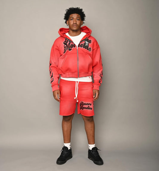 Amare Monetae Rhinestone Hoodie & Shorts Set